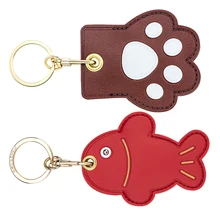 Custom PU Leather Key Chain Color Cartoon Cat's Paw Fish Keychain
