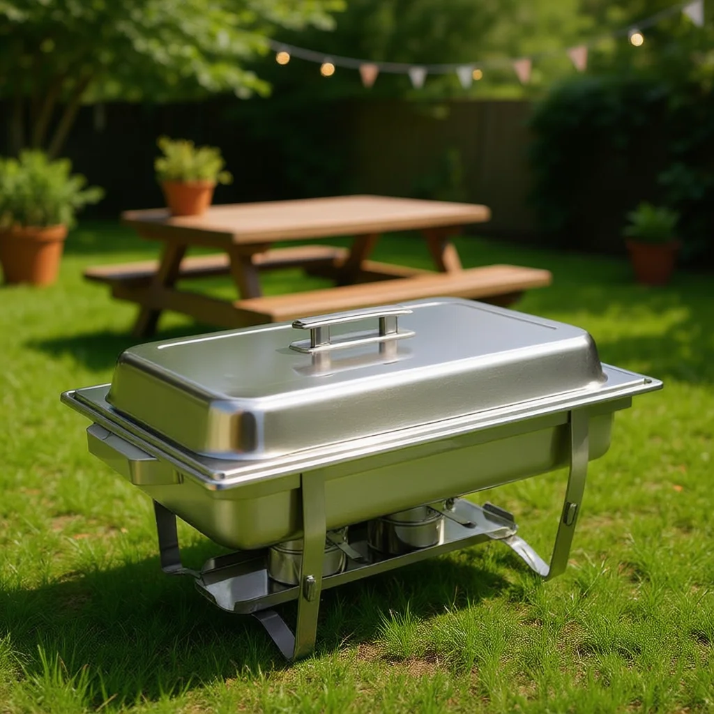 Stainless Steel Buffet Dish Set 2 Sets Rectangle Serving Tray With Lid For Home Party Tableware - Image 2