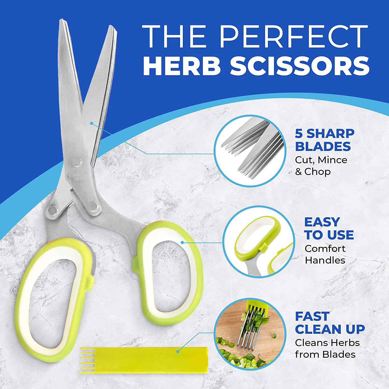 Herb Scissors Set, Multipurpose 5 Blade Kitchen Shears with Safety Cover  and Cleaning Comb, Sharp and Anti-rust Herb Scissors Set for Cutting  Cilantro Onion Salad Garden Herbs 