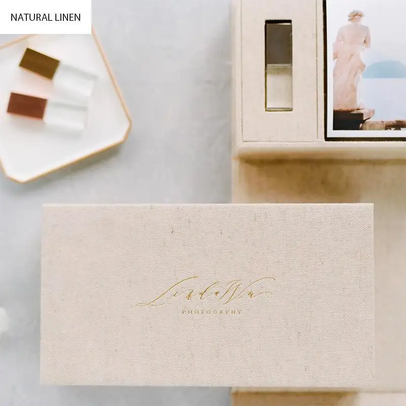 Personalised 8 GB or 16GB  Rose Gold USB and Linen Box available in Cream White Black Grey and Green main image 1