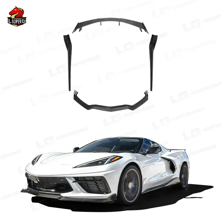 Carbon Fiber Body Kit For Chevrolet Corvette C8 Front Lip Rear Wing Side Skirts