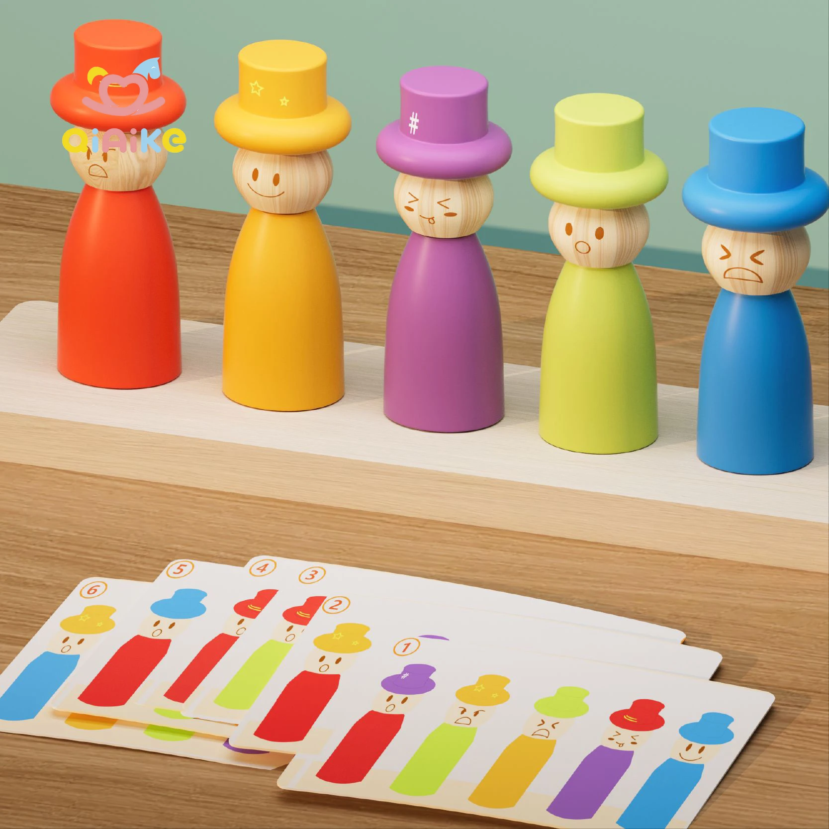 बच्चों के लिए लकड़ी के मॉन्टेसोरी छंटाई और स्टैकिंग खिलौने, रंग मिलान गेम के माध्यम से सीखने के लिए शैक्षिक इंद्रधनुषी पुतली लकड़ी के खिलौने
