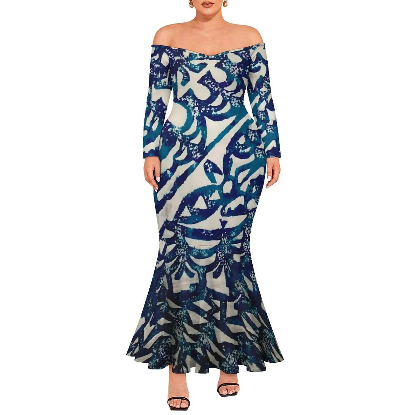 New Arrivals Big Size Sexy Close-fitting Dress Free Customization Fiji  Tribal Design Women's Long Sleeve Fishtail Dress| Alibaba.com