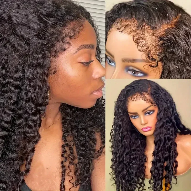 Parrucche con chiusura in pizzo con attaccatura dei capelli e bordi ricci crespi, parrucca frontale in pizzo con onde ricce e capelli per bambini per le donne_voghion.com
