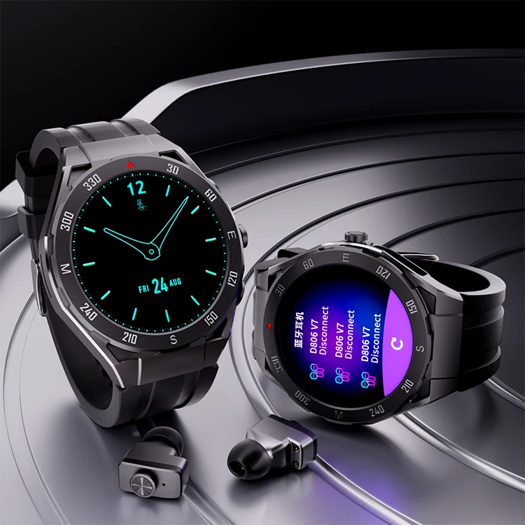 2024 New SmartWatch Round Screen BT Calling TWS Earphone Smart Watch 2 in 1  Wearable Devices F33
