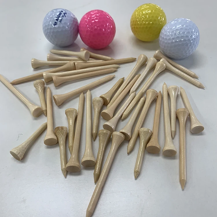 Golf Course Practice Wooden 42/54/70/83mm Professional Logo Wood Tees  Bamboo Custom Golf Tee With Package