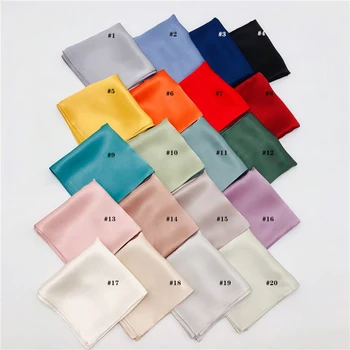 OEM fashion custom print logo women solid color 100% square silk scarf
