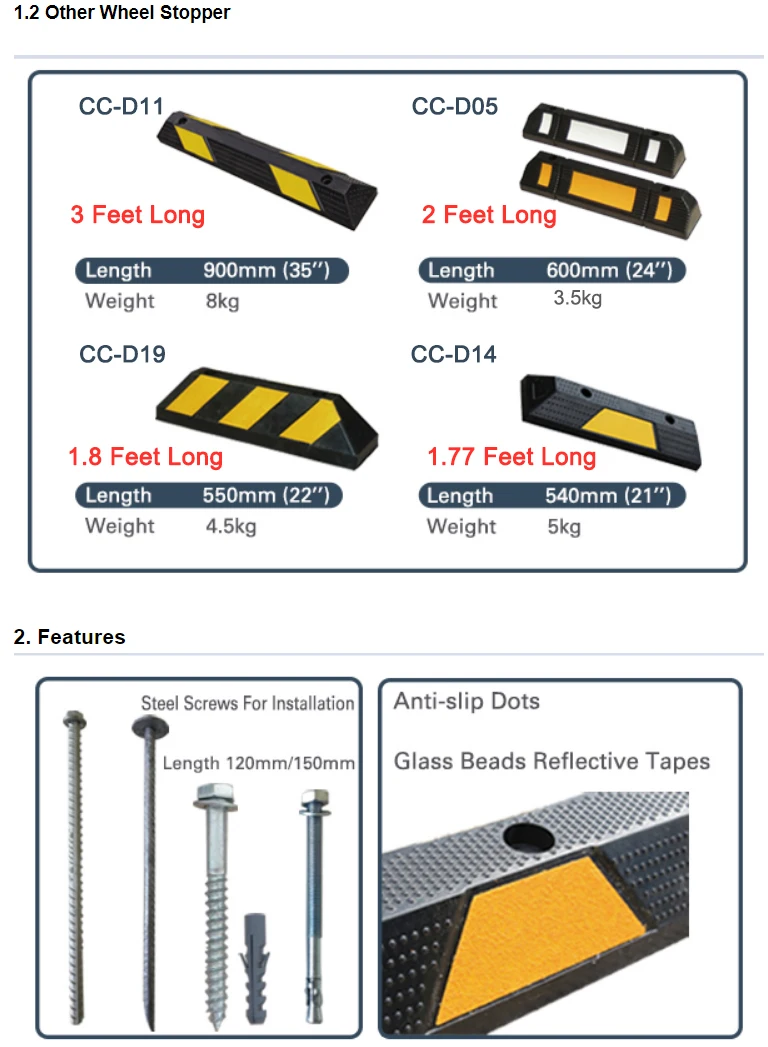Factory Wholesale Parking Block Reversing Positioner Rubber Block Wheel Stopper Parking Locator Parking Bumpers Wheel Chocks supplier