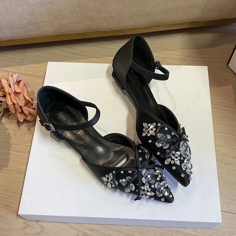 Elegant Bridal Wedding Flat Shoes with Crystal Applique