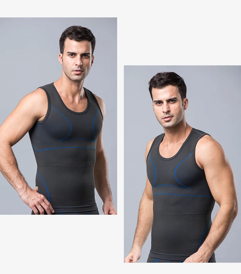 Belly Shaping Corset Top Gynecomastia Compression Shirts Men Slimming ...