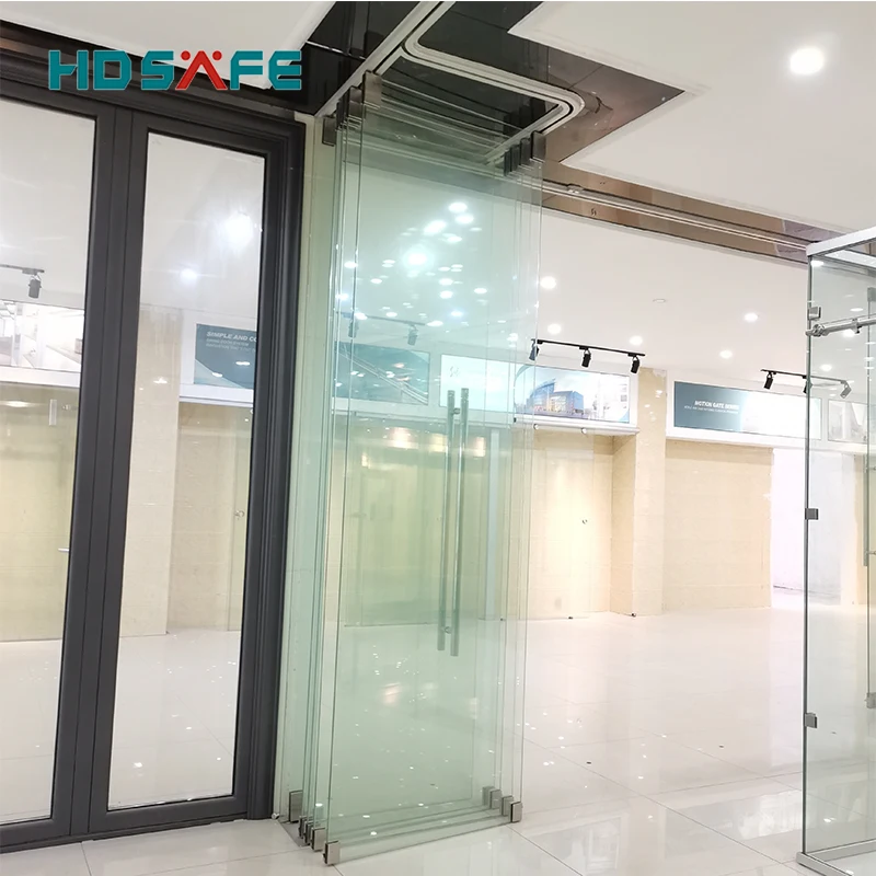 HDSAFE Factory Large Stack Sliding Office Partition Wall Glass Bi Folding Door Glass Curtain Movable Room Divider Partition Door