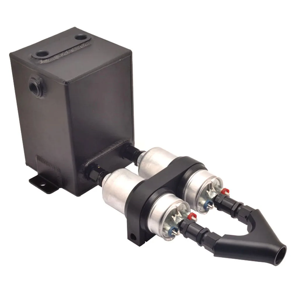 Universal 3L Billet Fuel Surge Tank With Dual 044 Fuel Pump Bracket And Twin Check Valves / Y