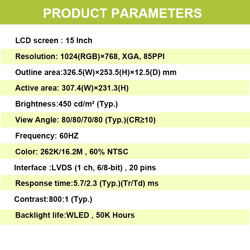 Wisecoco Customized 15 Inch Tft Display Industrial Transmissive 700 Nits Highlighted Tft Lcd Display Module For Computer