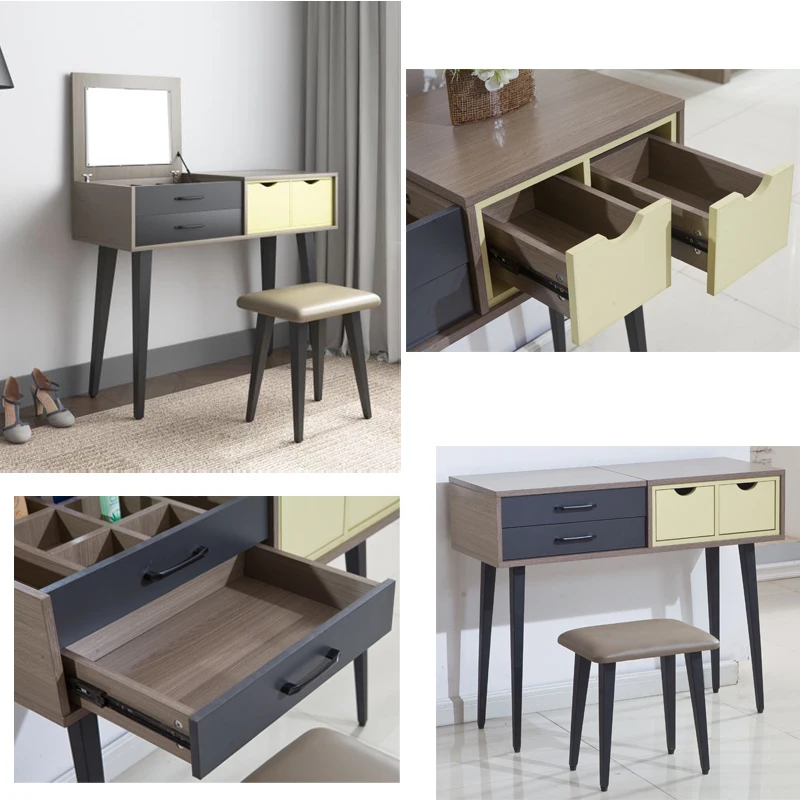 Simple Design PU Leather Headboard Storage Bed Bedside Tables Bedroom Set Wood Home Furniture