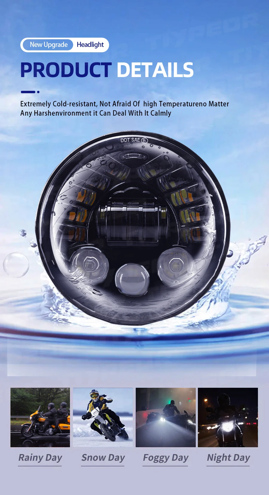 product tiypeor universal round motorcycle headlight 7inch drl led car super bright auxiliary fog light-6