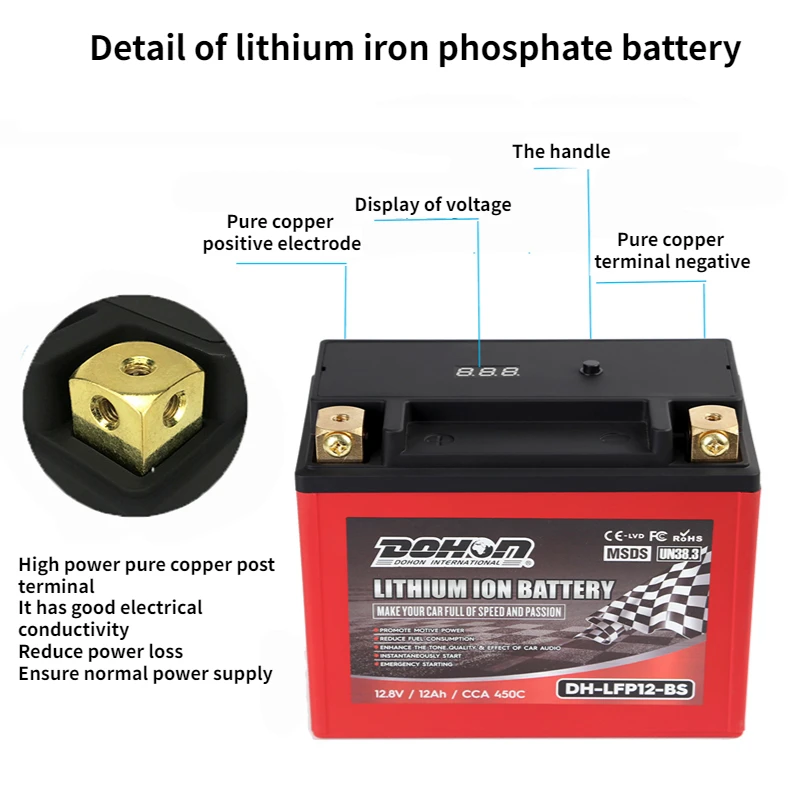 Lfp12bs Deep Cycle Lithium Motorcycle Battery 12v Lifepo4 Battery For