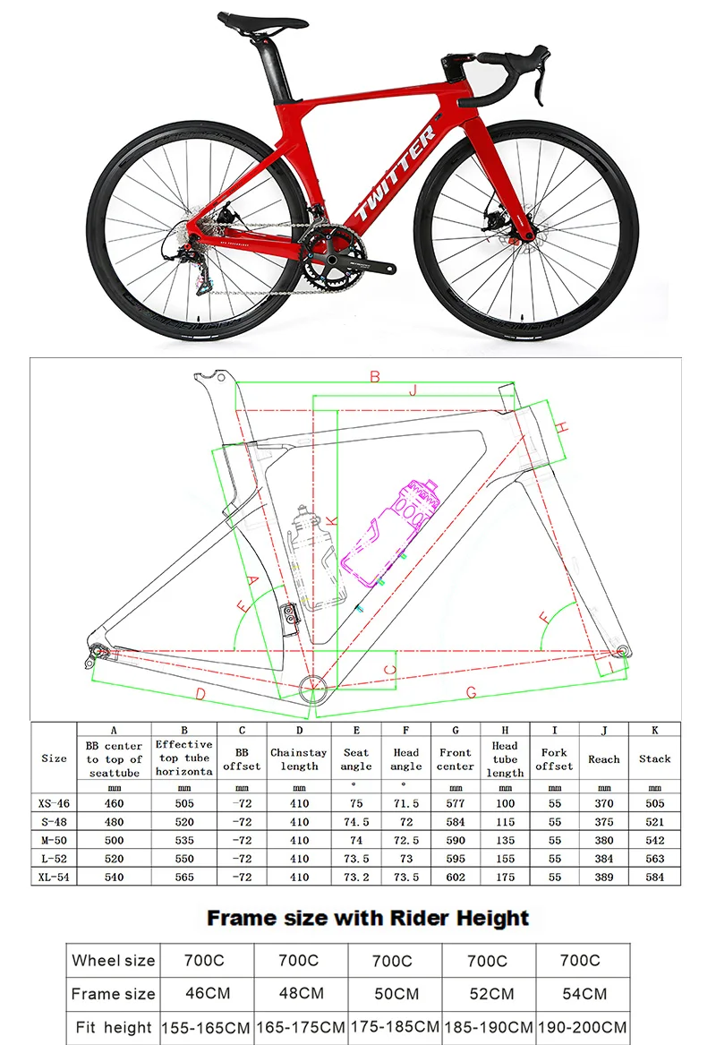 2021 Twitter New Design R10 52cm Complete Road Bicycle Women 700c Disc ...