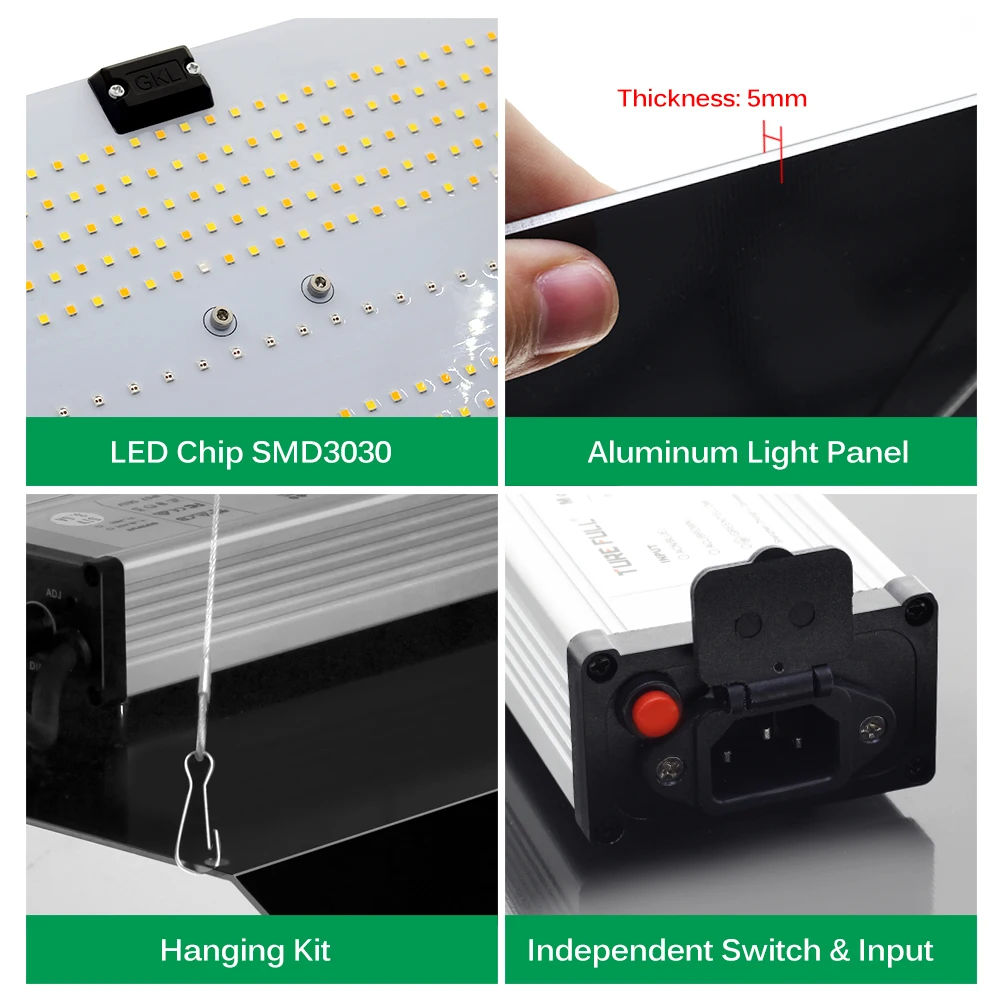 Lampada LED per la coltivazione a spettro completo ad alta potenza, dissipazione del calore efficiente, interruttore indipendente SMD3030, funzione dimmerabile da 200 W, AC100-240 V_voghion.com
