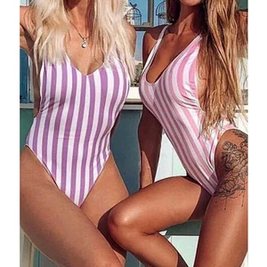 Summer Clothes Colorful Striped Bathing Suits Sexy One Piece Swimsuit Figure-hugging Ladies Bikini