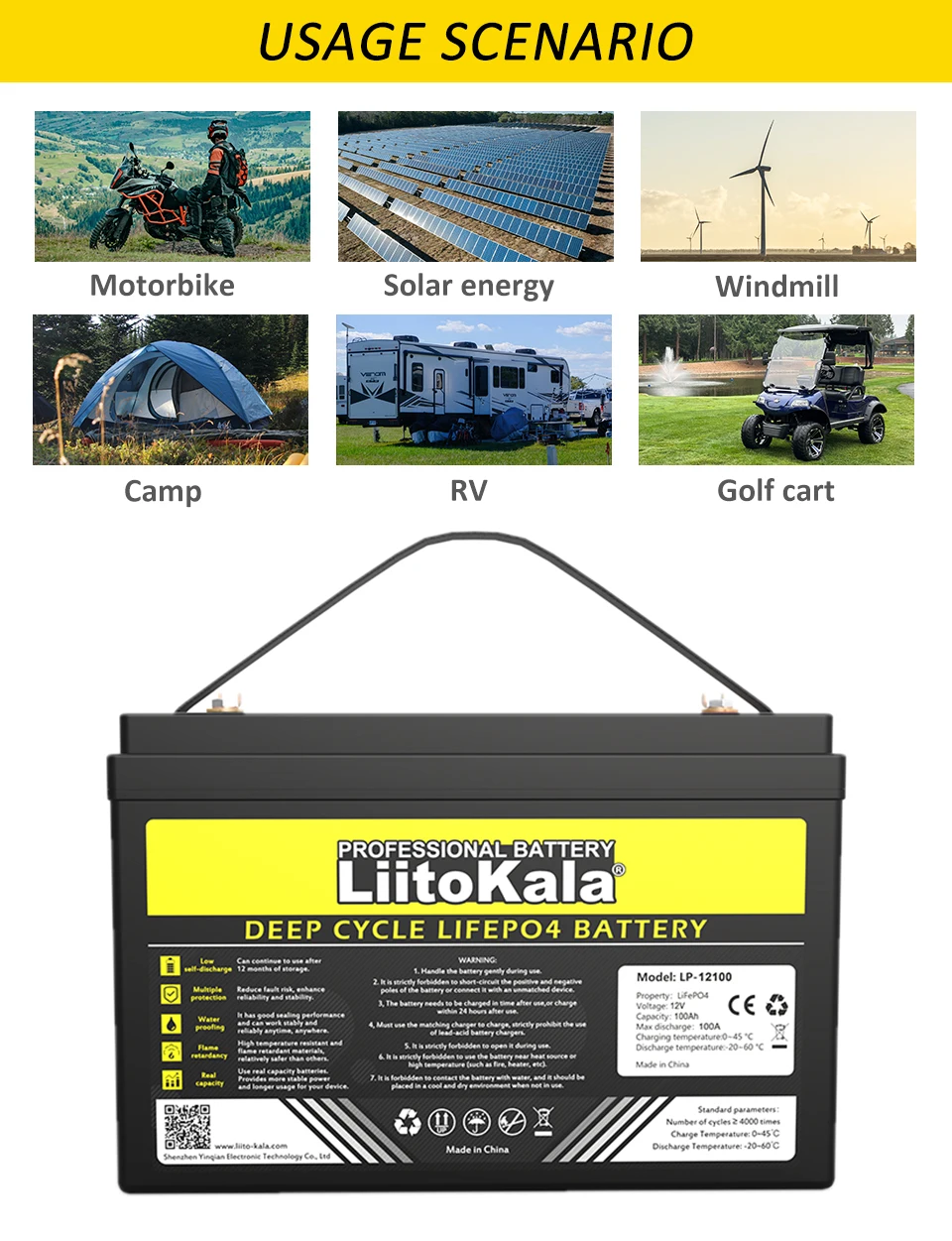 LiitoKala 12v 100ah Lifepo4 Battery Lithium Ion Batteries Pack Smart ...