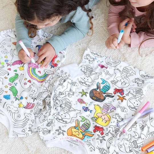 Coloring Pigiama per Bambine e Bambini Pajamas Due Pezzi con Stampe Divertenti Pigiama Fai da Te per Bambino Ragazzi e Ragazze Vestiti Cotone per la Casa Maniche Lunghe e Pantaloni Allentati