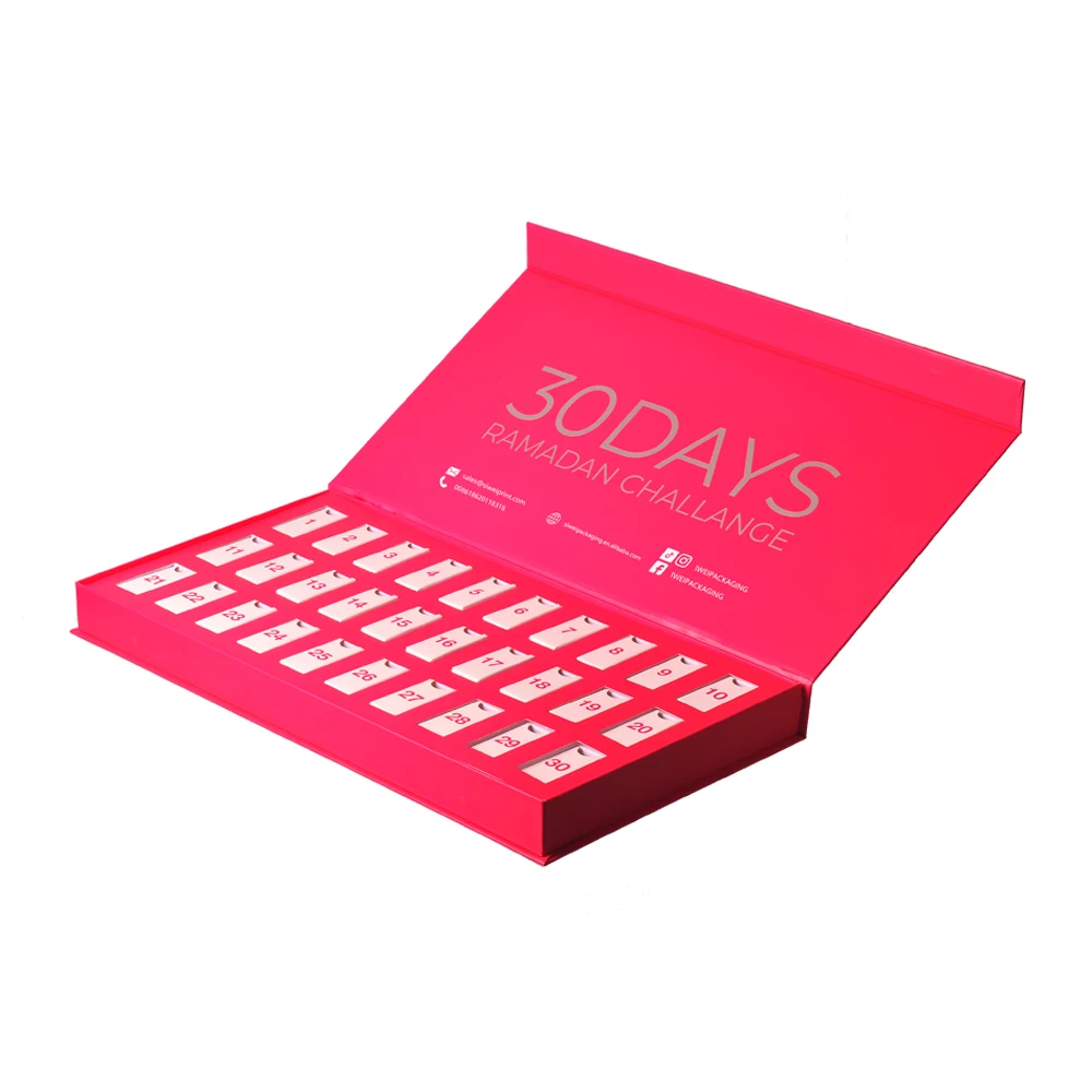 Custom Advent Calendar Empty Luxury Cardboard Paper Gift Beauty Cosmetic Packaging Countdown Christmas Advent Calendar Box