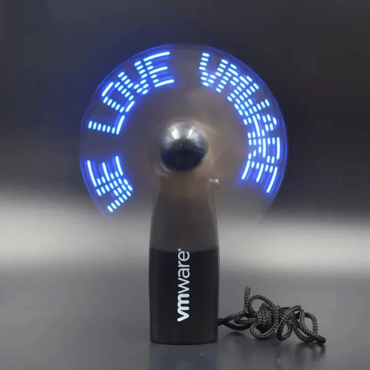 New Product Mini Portable Handy Led Custom Message Battery Fan