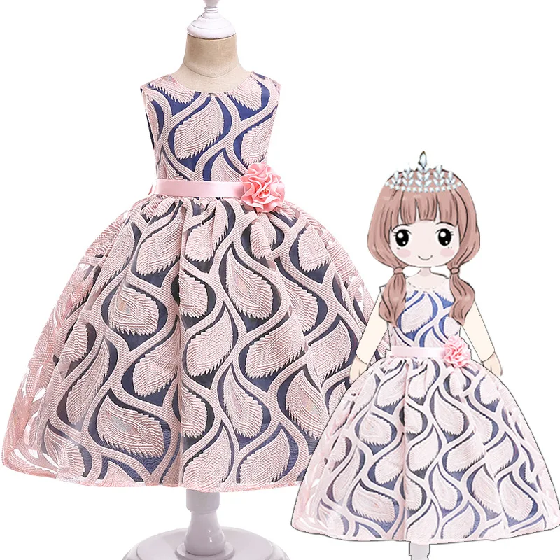 
 2021 summer red sleeveless kids frock designs girl clothing wholesale party dress  