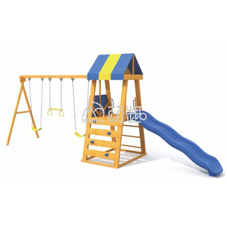 Moetry Outdoor Backyard Playground Wooden Playsets With Slide And Swing