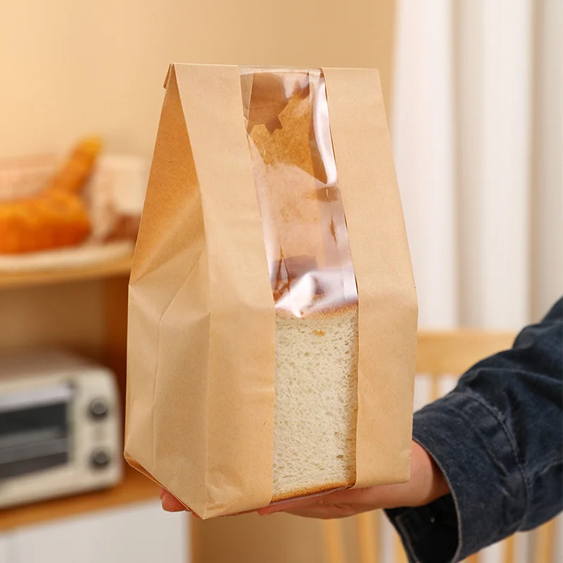 Bread Bag, Kraft Paper Bag, Pointed Bottom Food Paper Bag, Toast Packaging Bag, Baked Bread Packaging Bag