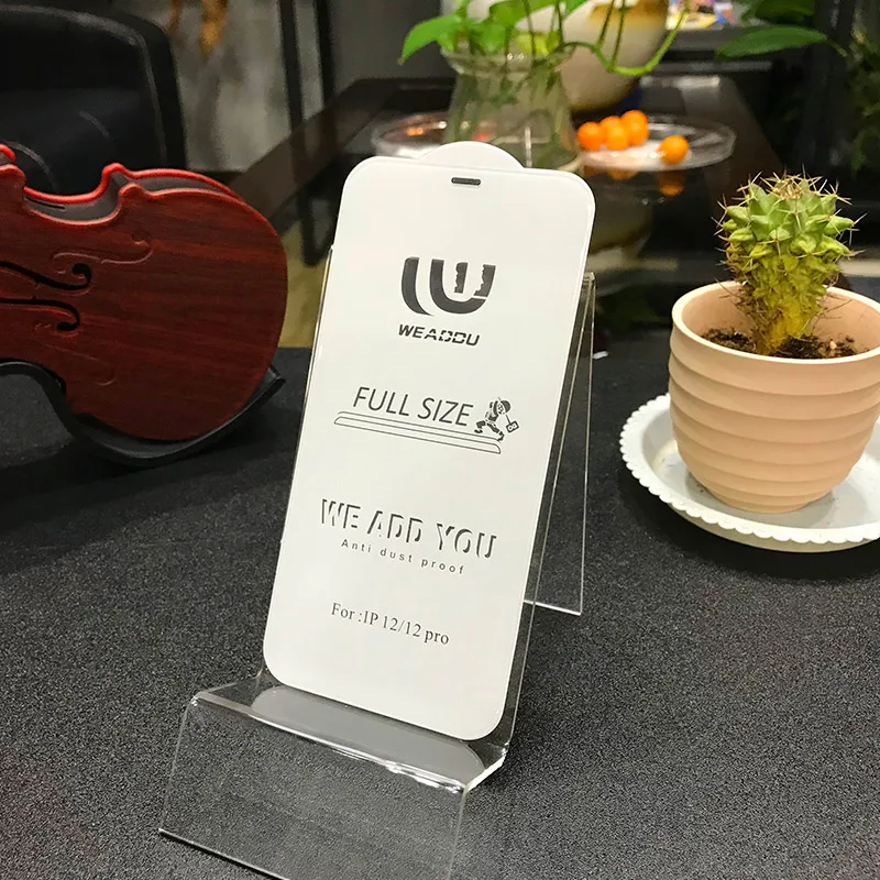 Weaddu Full Size with Dust Net Dustproof Tempered Glass Screen Protector for iphone 12 Protector De Pantalla Vidrio Templado
