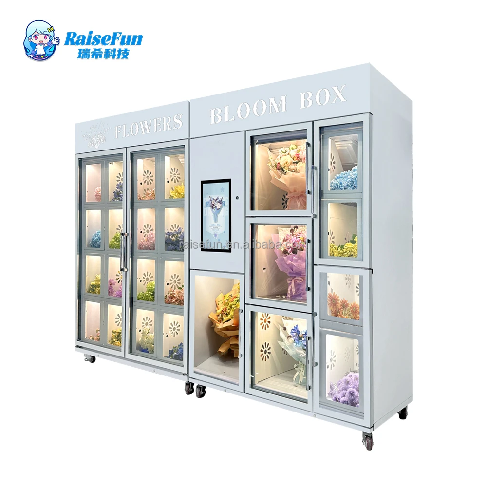 Smart Flower Vending Machine 24 Hours Self Service Automatic Bouquet Dispenser Touch Screen Multi Payment System