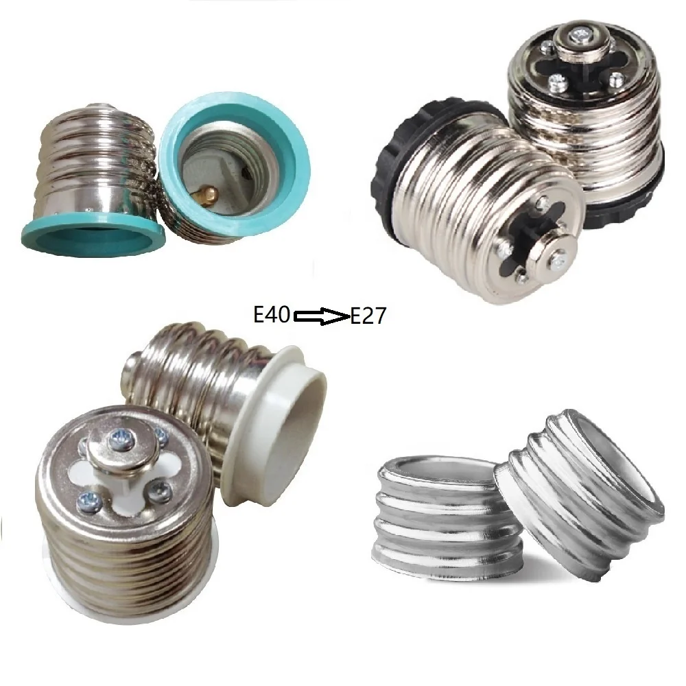 E40 to E27 Led Bulb Corn Lamp Holder Brass Nickel Plated Iron Zinc B22 Base E12 E14 E26 E40 Base E27 Socket