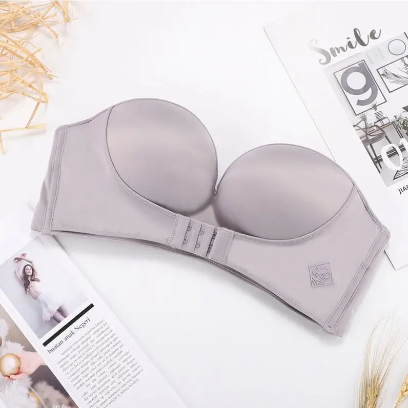 Wholesales Invisible Small Breast 32 Size Wireless Thick Cup Breast Lift Sexy Women Push up Strapless Bra