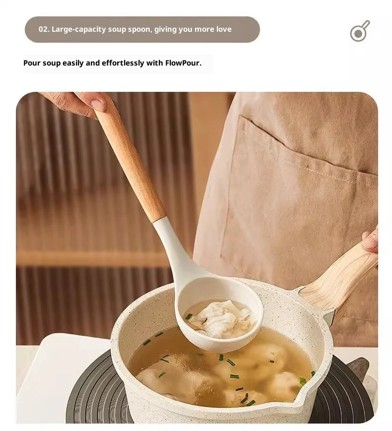 High-Temperature Resistant Anti-Scalding Kitchen Utensils Factory Direct Supply Wooden Handle Cooking Tool Set supplier