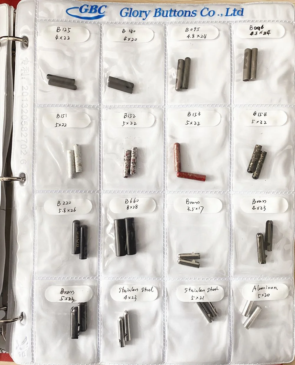 Garment Accessories Snap Button Aglet Eyelet Sample Book