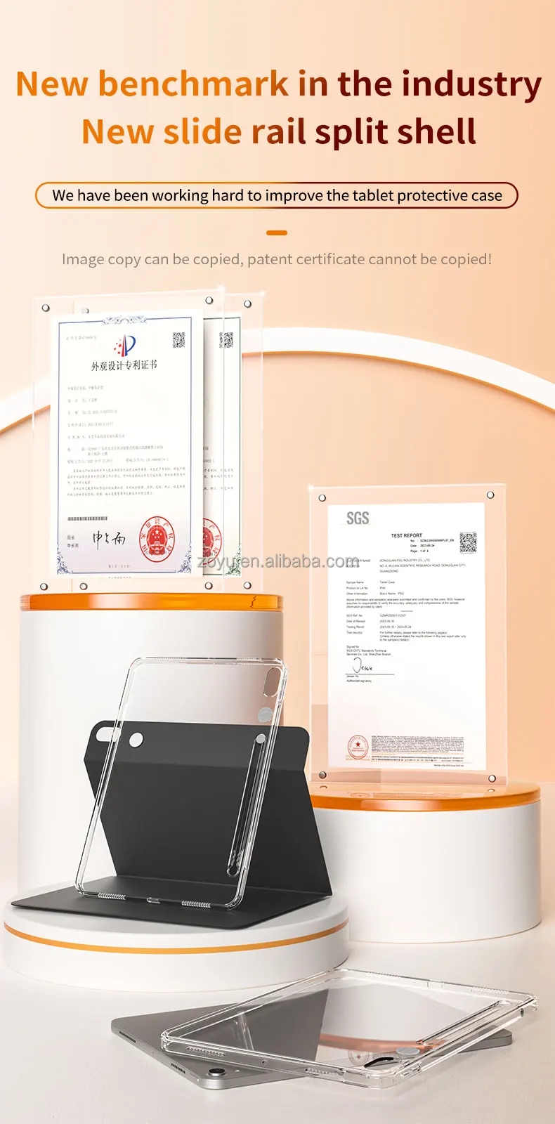 Protector Removable Slide Trifold Stand with Clear Back Cover with ...