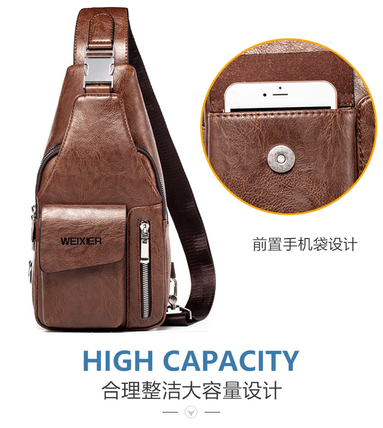 PU Leather Chest Bags Shoulder Messenger Bags for Women High