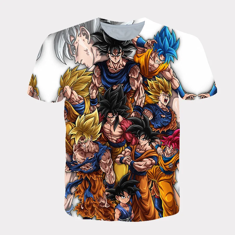 Free Sample New Summer shirt Vintage Goku Anime 3D Printed T-shirt Cool Funny T Shirts short-sleeved Tshirts Men Clothing