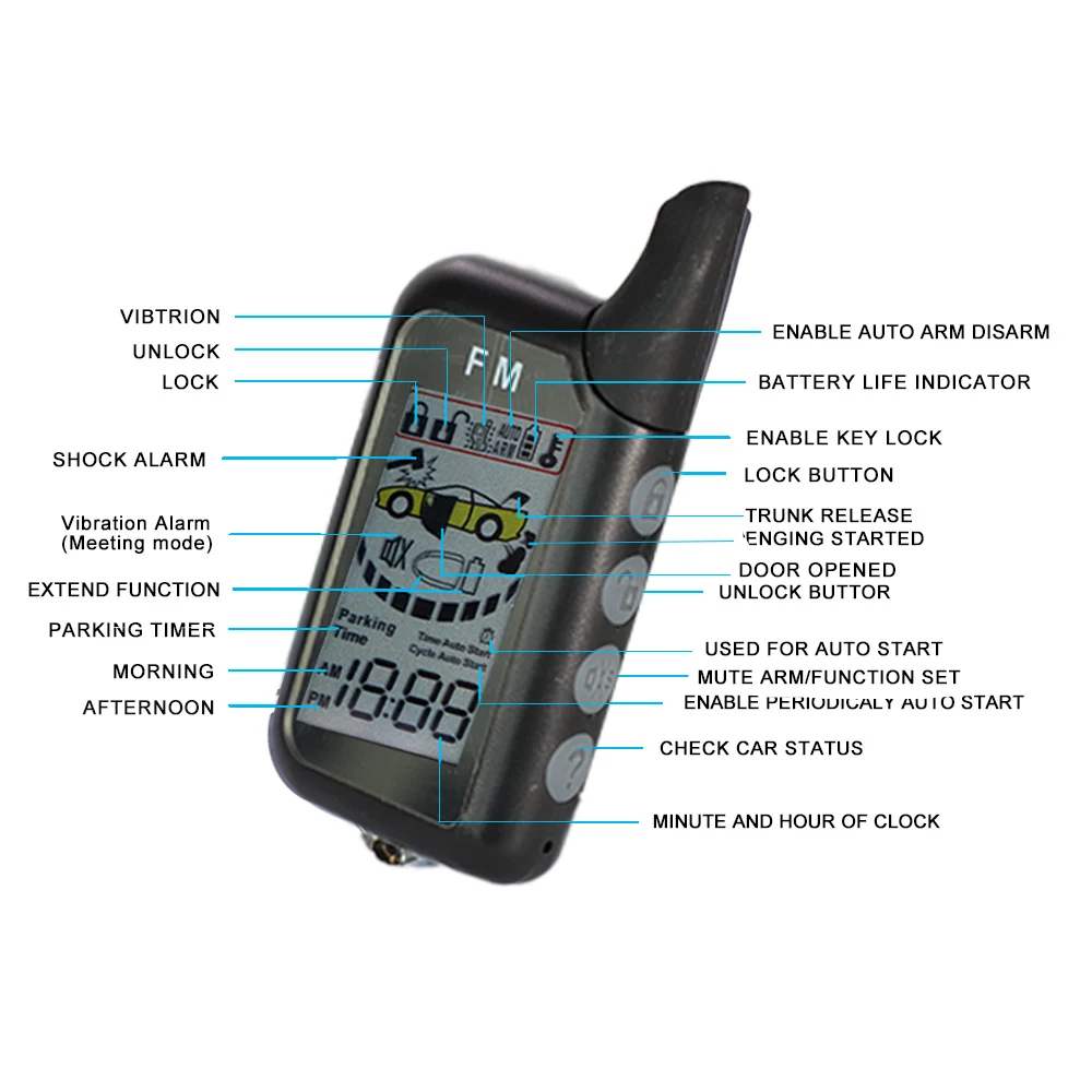 Vjoy 2 Автомобильный пульт дистанционного управления ЖК-дисплей двухполосная Автомобильная сигнализация сирена Бесплатная установка беспроводной автосигнализации DIYV2 12v 24v Смарт автомобильные запчасти