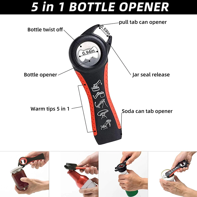 Kitchen Multifunctional Adjustable 4 in 1 Silicone Slip Jar Bottle Can Lids Opener