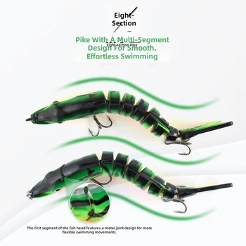 CHEERY Eight Section Pike Barracuda 130mm Long-Cast Sinking Bait Lure ABS Bass Fishing Gear Hard Printed with Hooks Freshwater – Hard Lure – view 3