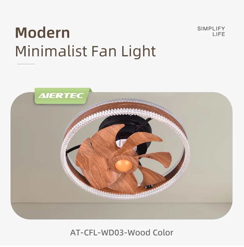 Aier Modern Ceiling Fan With Light Wood Acrylic Abs Fan All Copper