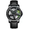 Cuir noir-acier noir-visage vert