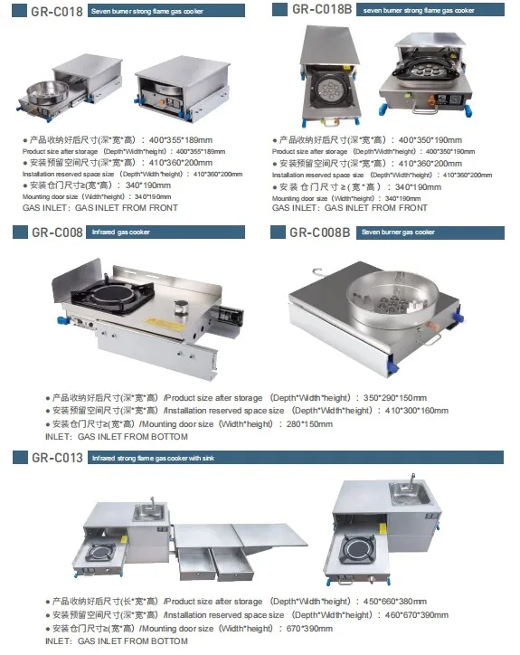 Caravan Kitchen Stove LPG Cooker in RV Yacht RV Motorhomes Kitchen Gas Stove  