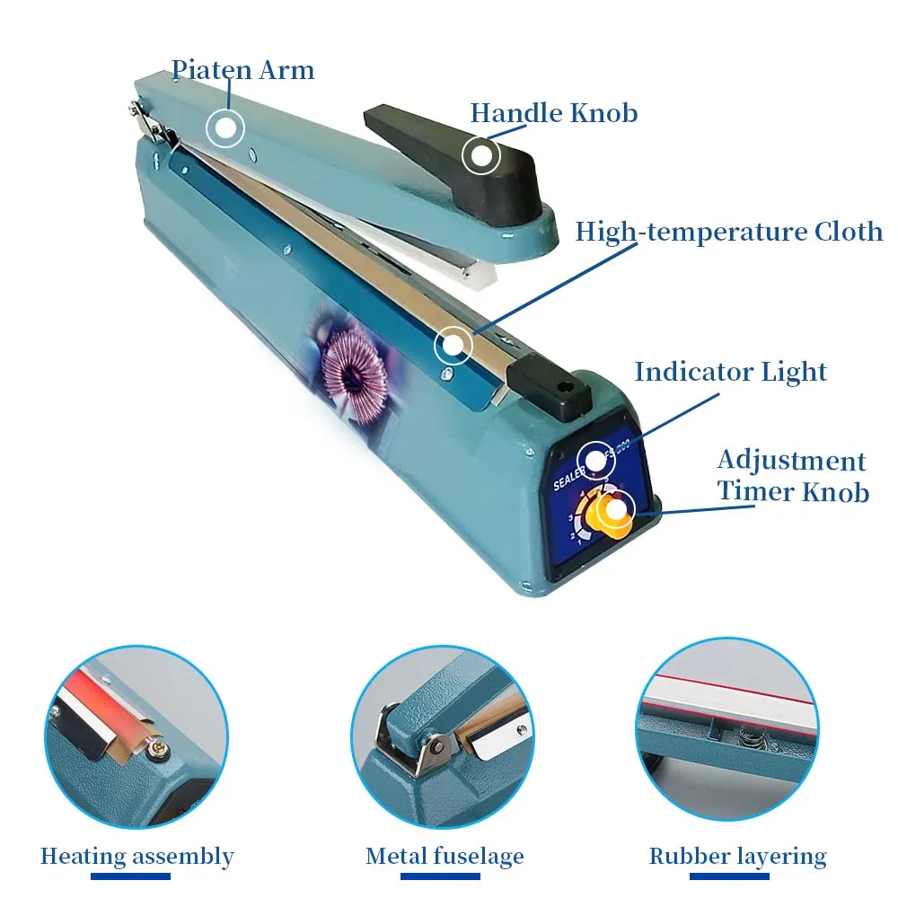 Portable Philippines Heat Machines for Packaging Food Aluminum Body Manual Sealer Pfs Series Plastic Bag Sealing Machine