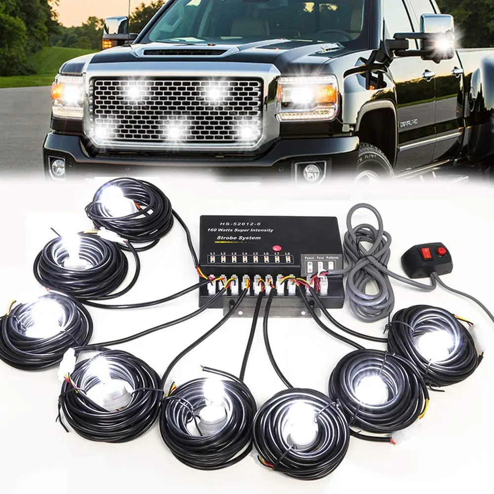 VEEMASTER 4 HID 80W Hide-Away Emergency Strobe Light Kit – 13 Flash Modes, Cold White