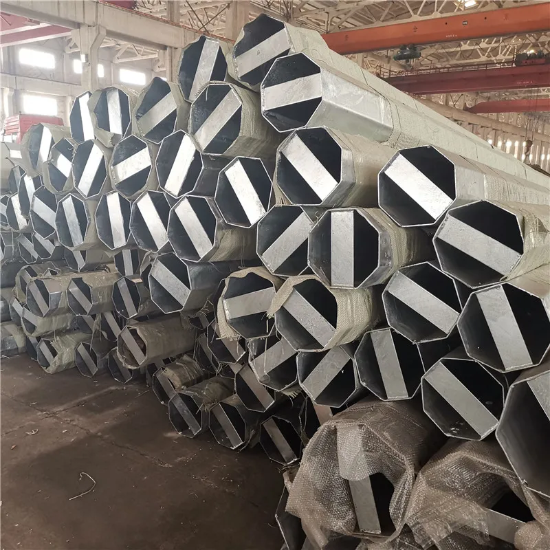 Hot Dip Galvanized Dodecagonal Electrical Power Pole with Cross Arms