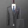 Trajes de gala de dos piezas para hombre, gris, de un solo botón
