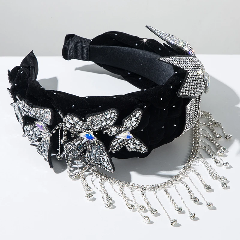 GORGEOUS RHINESTONE Black & White Hair Belt GORGEOUS RHINESTONE Black & White Hair Belt main image 4
